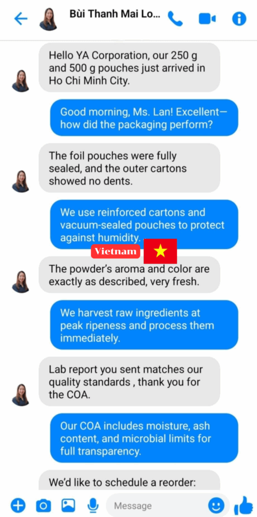 รีวิวลูกค้า เวียดนาม จาก FBMessenger